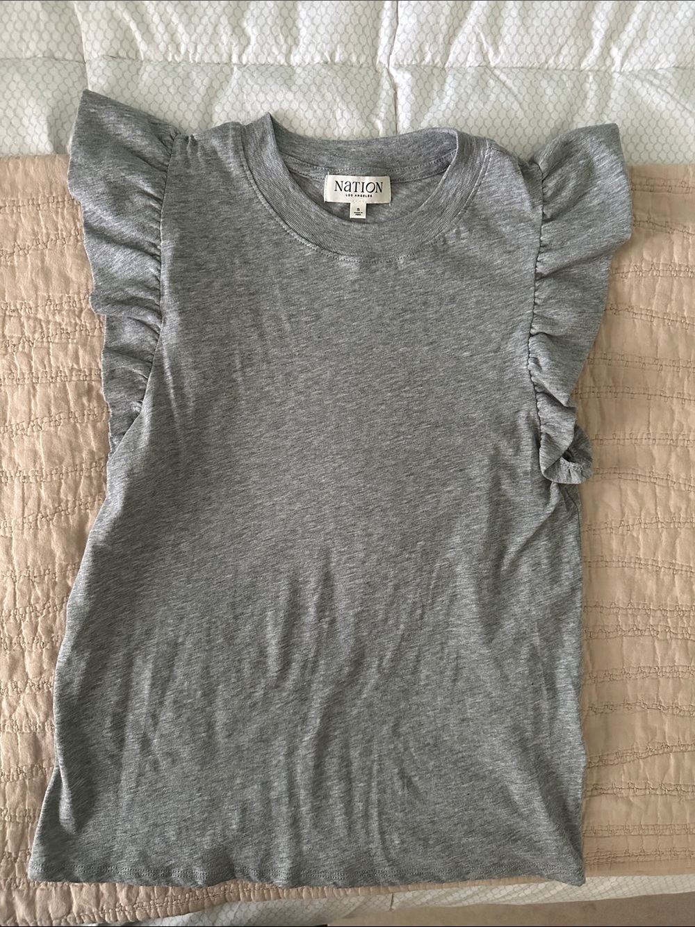 Nation Paulette Tank Gray Ruffle Sleeve